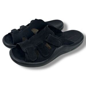 Hammacher Schlemmer Women's Black Suede Sandals 6